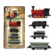 (Red) Mini 4 Pcs Steam Smoke Train Set Model Toy Gift Christmas For Deluxe Set Kids