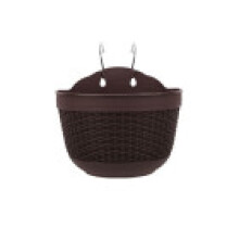 (Coffee,M-21*13.5cm)Wall Hanging Flower Pots Garden Fence Balcony Basket Plant Pot Planter Decor
