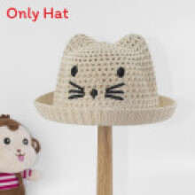 (CatBeige)Casquette pêcheur coton bébé garçon fille avec motif chat brodé pour protection été soleil