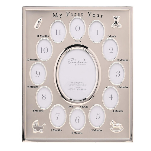 Bambino Silver Plated My First Year Collage Photo Frame