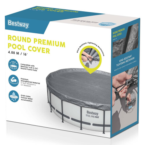 Bestway Bestway Poolabdeckung Ø4,88 m Rund Polyester Grau 2