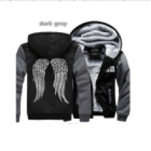 (2XL, Black Grey) The Winter Mens Walking Dead Hoodie Zombie Daryl Dixon Fleece Sweatshirts Wings