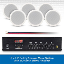 6 x Ceiling Speaker Stereo Bluetooth & Radio Music System Cafe Shop Restaurant