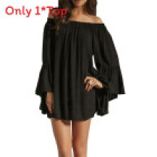 (Black, 3XL) Tank Chiffon Women Top With Oneshoulder Neck Bell Sleeves For Office Casual Wear