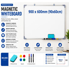 900 x 600mm Extra Large Magnetic Whiteboard Large White Notice Board Dry Wipe Office Home School