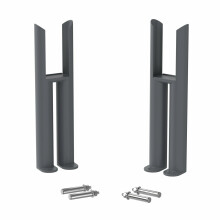 Floor Mounting Radiator Leg Kit Support for Traditional Cast Iron Style Double Bar Radiators, Grey