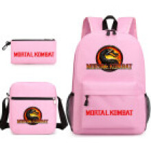 (Pink) Kombat Mortal Book Bag Threepiece Set With Waterproof Oxford Casual For Fabric
