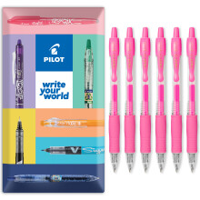 (Pink) PILOT G-2 Neon Gel Ink Rollerball Pens 0.7mm, Pack of 6