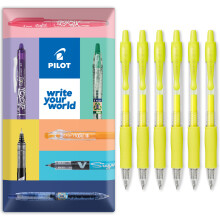 (Yellow) PILOT G-2 Neon Gel Ink Rollerball Pens 0.7mm, Pack of 6