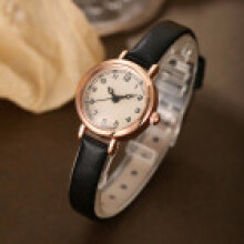 (Black) Quartz Womens Slim Wristwatch With Alloy Casing And Analog Minute Hand Daily For Fashion