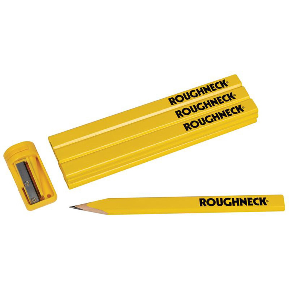 Roughneck Carpenters Pencils (10) With Sharpener - Heavy-Duty Use