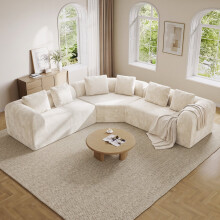 Modular Sectional Large Chenille L-shaped Sofa Beige