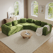 Modular Sectional Large Chenille L-shaped Sofa Green