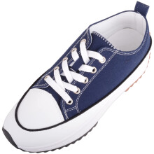 (UK7, Navy) ABSOLUTE FOOTWEAR Easy Lace Up Low Top Canvas Chunky Sole Trainers Sneakers