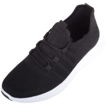 (UK8, Black) ABSOLUTE FOOTWEAR Slip On Lace Up Lightweight Breathable Gym Workout Trainers