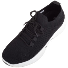(UK7, Black) ABSOLUTE FOOTWEAR Slip On Lace Up Leisure Casual Running Walking Gym Trainers