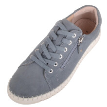 (UK8, Baby Blue) ABSOLUTE FOOTWEAR Leather Suede Lightweight Lace Up Shoes with Side Zip
