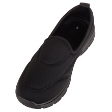 (UK3, Black) ABSOLUTE FOOTWEAR Easy Slip On Lightweight Trainer Pump with Memory Foam Insock