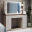 Vanity Desk with LED Lighted Mirror, Drawers & Side Storage Cabinets 1