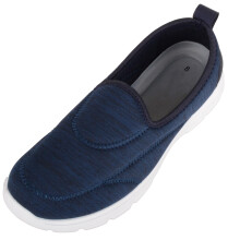 (UK5, Navy) ABSOLUTE FOOTWEAR Easy Slip On Lightweight Trainer Pump with Memory Foam Insock