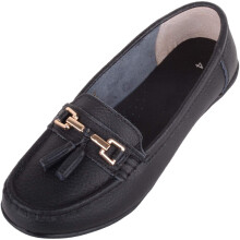 (UK5, Black) ABSOLUTE FOOTWEAR Slip On Casual Wide Fit Leather Loafer Deck Boat Shoes