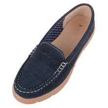 (UK8, Navy) ABSOLUTE FOOTWEAR Easy Slip On Summer Boat Loafer Shoe with Chunky Sole