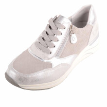 (UK6, Silver) ABSOLUTE FOOTWEAR Lace Up Casual Leisure Wedge Trainers Sneakers, Zip Detailing