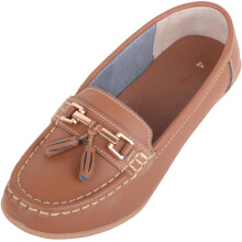 (UK4, Tan) ABSOLUTE FOOTWEAR Slip On Casual Wide Fit Leather Loafer Deck Boat Shoes