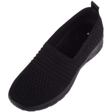(UK6, Black) ABSOLUTE FOOTWEAR Slip On Lightweight Knitted Style Dynamic Trainers Pump Shoes