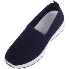 (UK3, Navy) ABSOLUTE FOOTWEAR Slip On Lightweight Knitted Style Dynamic Trainers Pump Shoes