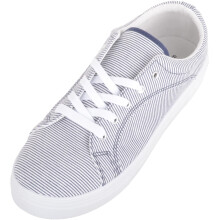 (UK3, Blue) ABSOLUTE FOOTWEAR Lace Up Sparkly Striped Canvas Chunky Platform Shoe