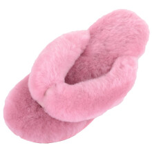 (UK5, Rose) SNUGRUGS Sheepskin Slip On Toe Post Flip Flop Slider Slippers