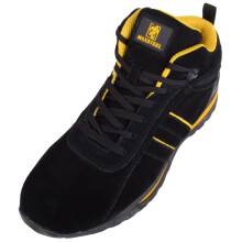 (UK4, Black) ABSOLUTE FOOTWEAR Adults Suede Lace Up Two Toned Safety Work Trainers Sneakers