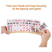 2set Curved Wooden Playing Cards Holder Tray Rack Organizer Solid Card Holder for Bridge Canasta Strategy Card Playing
