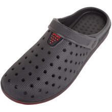 (UK3, Black) ABSOLUTE FOOTWEAR Slip On Garden Summer Pool Clogs Shoes, Adjustable Back Strap