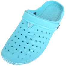 (UK3, Bright Blue) ABSOLUTE FOOTWEAR Slip On Garden Summer Pool Clogs Shoes, Adjustable Back Strap