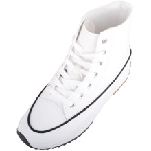 (UK6, White) ABSOLUTE FOOTWEAR Canvas Chunky Sole High Top Trainers Sneakers