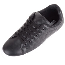 (UK5, Black) ABSOLUTE FOOTWEAR Slip On Lace Up Walking Casual PU Diamond Effect Trainers Shoes