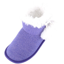 (UK7-8, Purple) ABSOLUTE FOOTWEAR Arabella, Winter Bootie Slippers with Pom Pom Design