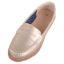 (UK5, Gold) ABSOLUTE FOOTWEAR Easy Slip On Summer Boat Loafer Shoe with Chunky Sole
