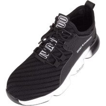 (UK5, Black) ABSOLUTE FOOTWEAR Slip On Lightweight Sports Lace Up Mesh Steel Toecap Trainers