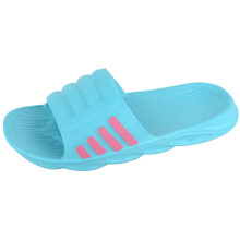 (UK3, Light Blue) ABSOLUTE FOOTWEAR Easy Slip On Sports Peep Toe Summer Pool Sliders Sandals Shoes