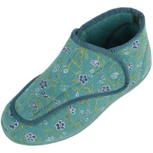 (UK5, Jade) ABSOLUTE FOOTWEAR Slip On Touch and Close Warm Slipper with Floral Design