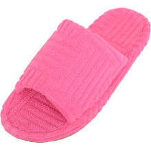 (UK7, Pink) ABSOLUTE FOOTWEAR Easy Slip On Peep Toe Slipper Slider with Weave Pattern