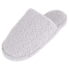 (UK3-4, Grey) ABSOLUTE FOOTWEAR Slip On Lightweight Warm Winter Fluffy Open Back Cosy Mule Slippers