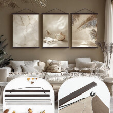 A2 Magnetic Poster Hanger Frame,Light Wood Frame Hanger for Photo Picutre Canvas Artwork Art Large Size Wall Map Print Wall Hanging (42cm/16.5"