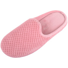 (UK5, Pink) ABSOLUTE FOOTWEAR Soft Embossed Open Back Slip on Mule Slippers