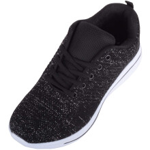 (UK6, Black) ABSOLUTE FOOTWEAR Lightweight Knitted Style Lace Up Tainers Pumps, Memory Foam Insole