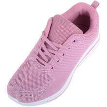 (UK4, Dark Pink) ABSOLUTE FOOTWEAR Lightweight Knitted Style Lace Up Tainers Pumps, Memory Foam Insole