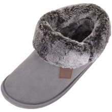 (UK7, Grey) ABSOLUTE FOOTWEAR Slip On Faux Fur Lined Cosy Slipper Bootie Boots
